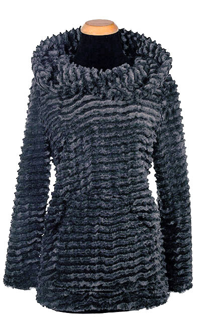 Hooded Lounger Desert Sand Faux Fur in Midnight| Handmade in Seattle WA USA | Pandemonium Millinery