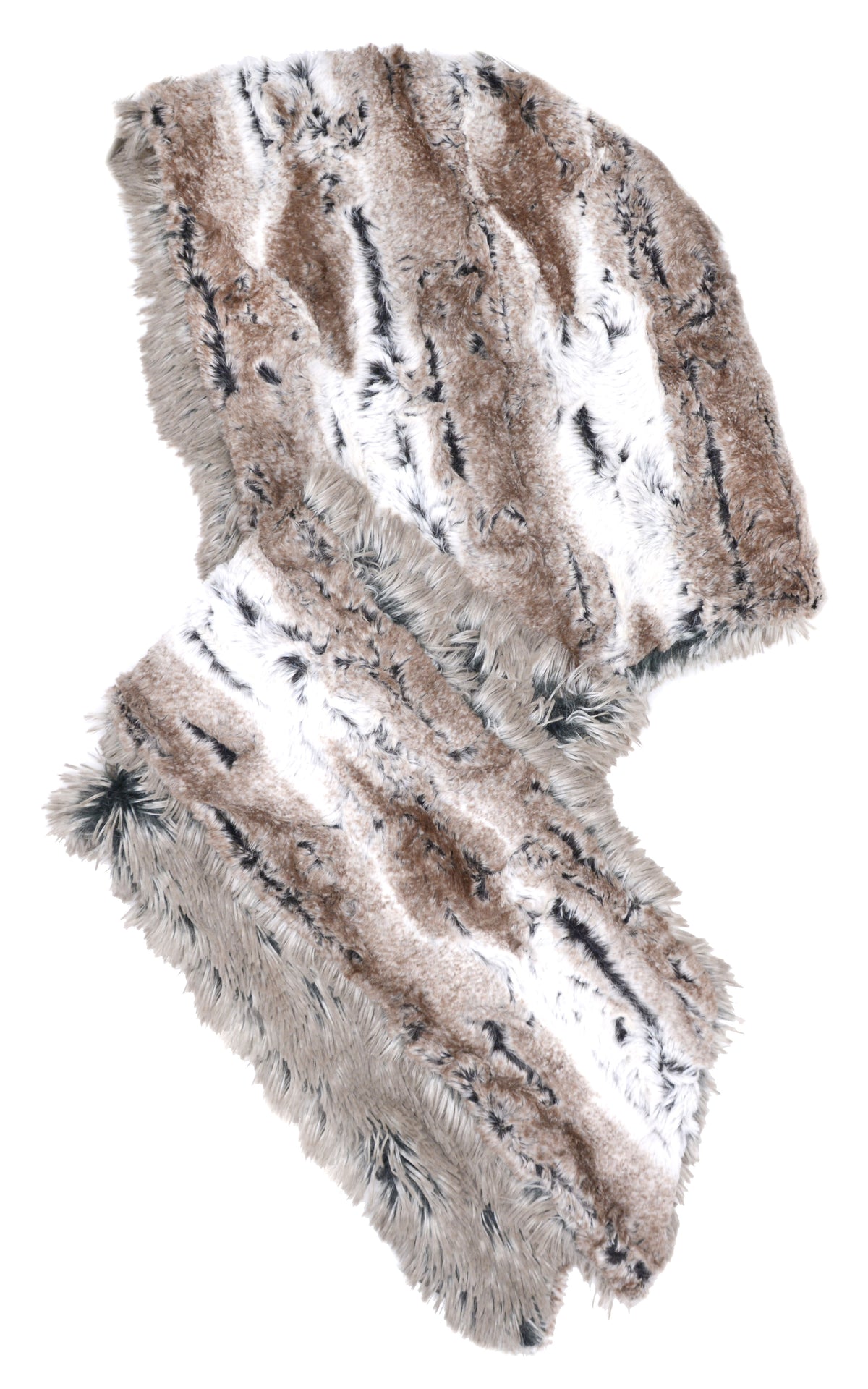 Pandemonium Millinery Hoody Scarf - Arctic Fox Faux Fur with Luxury Faux Fur in Birch