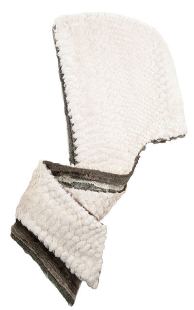 Hoody Scarf in Willows Grove Faux Fur with Falkor, reversible - Handmade in Seattle, WA