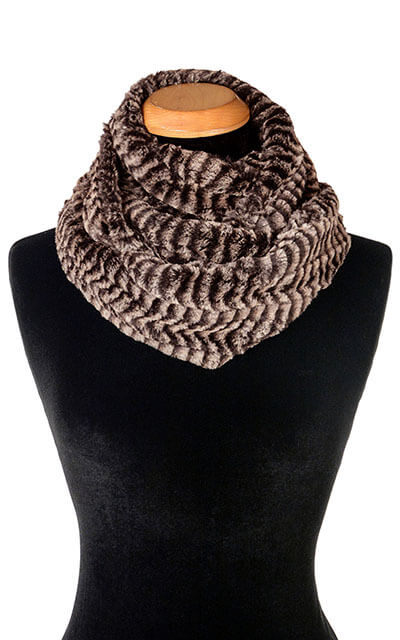 Infinity Scarf Luxury Faux Fur in 8mm Sepia by Pandemonium Millinery