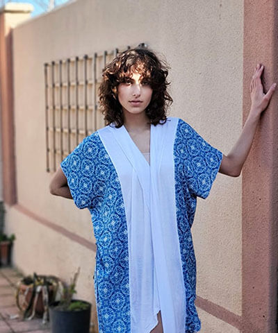 Women's Kaftan in Mayan Batik with Milky Way | Handmade in Seattle WA | Pandemonium Millinery