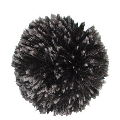 Large Fox Pom Pom in Silver Tipped Fox Black | Handmade in Seattle WA | Pandemonium Millinery