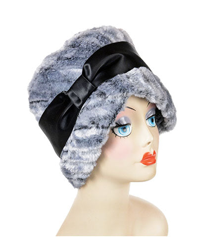 Lola Cloche Style Hat in Plush Glacier Bay Faux Fur Handmade by Pandemonium Seattle