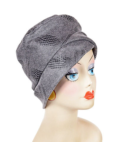 Lola Cloche Style Hat in Outback in Brown Vegan Leather Handmade by Pandemonium Seattle