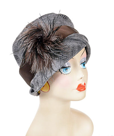 Lola Cloche Style Hat in Outback in Brown Vegan Leather Handmade by Pandemonium Seattle