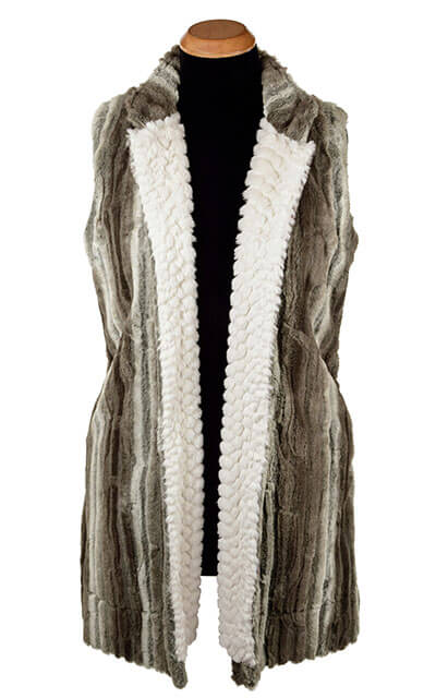 Mandarin Vest - Willows Grove lined with Plush Faux Fur in Falkor by Pandemonium MillinerY