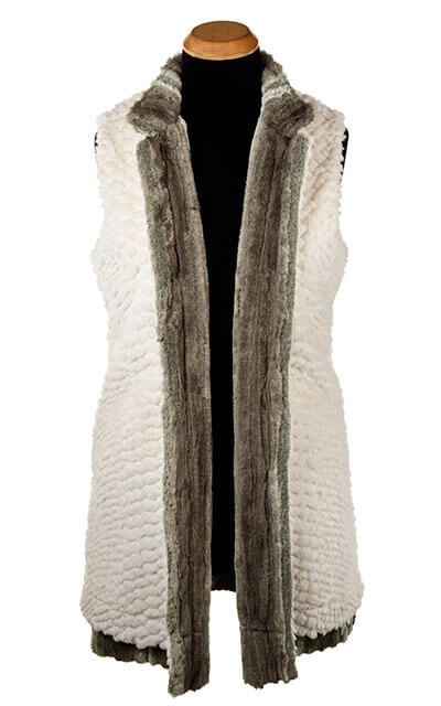 Mandarin Vest - Willows Grove lined with Plush Faux Fur in Falkor - Shown Reversed by Pandemonium Millinery