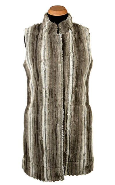 Mandarin Vest - Willows Grove lined with Plush Faux Fur in Falkor by Pandemonium MillinerY