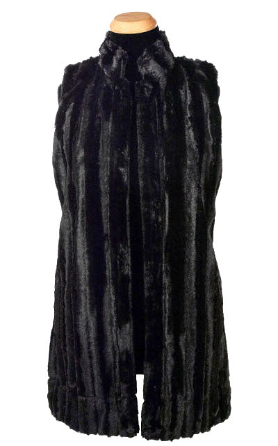 Mandarin Vest - Minky in Black Faux Fur with Assorted Faux Fur