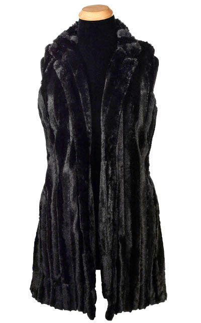 Mandarin Vest Long | Minky Black Faux Fur | Handmade in Seattle WA | Pandemonium Millinery
