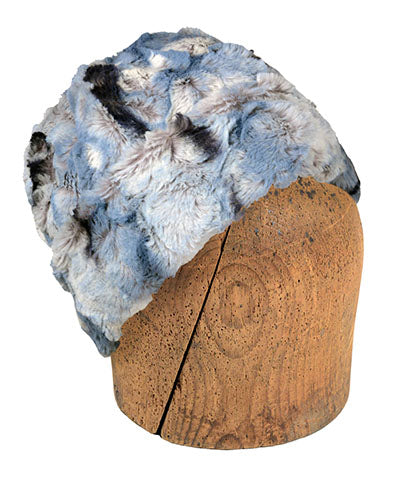 Men's Beanie Hat | Rainier Sky Faux Fur Reversed to Espresso Bean | Handmade in the USA by Pandemonium Seattle