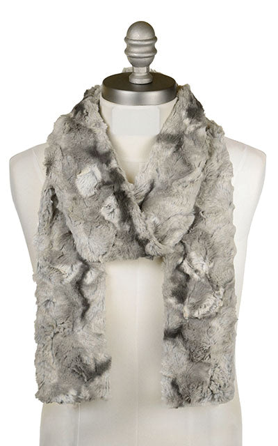 Men&#39;s Classic Skinny Scarf | White Water Faux Fur | Handmade in the USA by Pandemonium Seattle