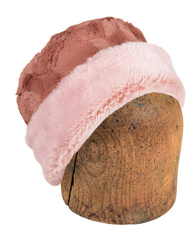 Men's Cuffed Pillbox | Frosted Cedar Faux Fur reversed to Copper River | Handmade USA by Pandemonium Seattle