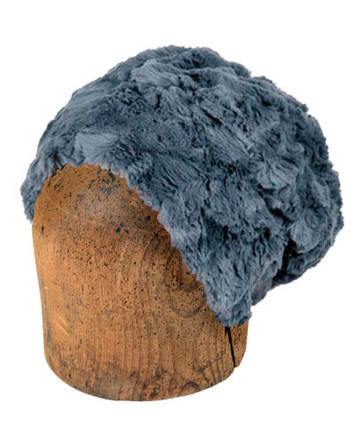 Men's Beanie Hat | Cuddly Faux Fur in Slate | Handmade in Seattle WA by Pandemonium Millinery USA