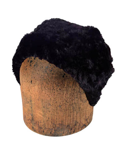 Men's Beanie Hat | Cuddly Faux Fur in Black | Handmade in Seattle WA by Pandemonium Millinery USA