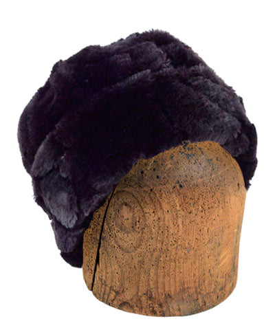 Men&#39;s Beanie Hat, Reversible - Luxury Faux Fur in Aubergine Dream (Only Larges Left)