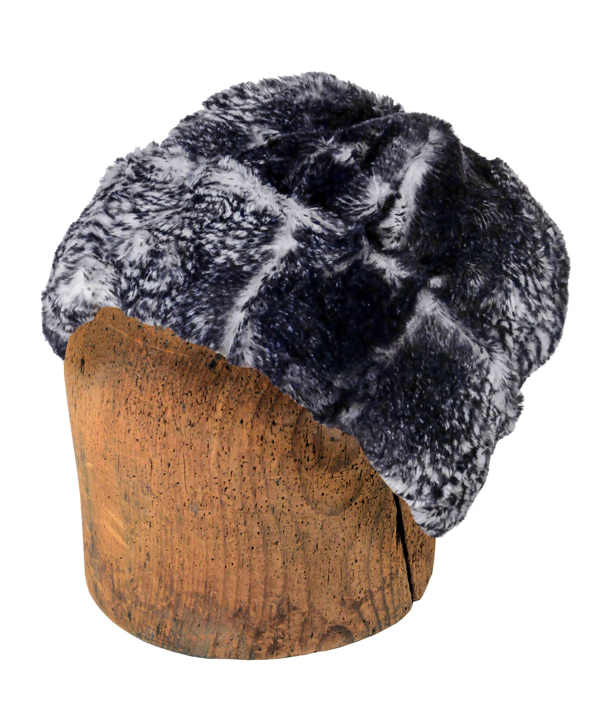 Men&#39;s Beanie Hat, Reversible - Luxury Faux Fur in Black Mamba
