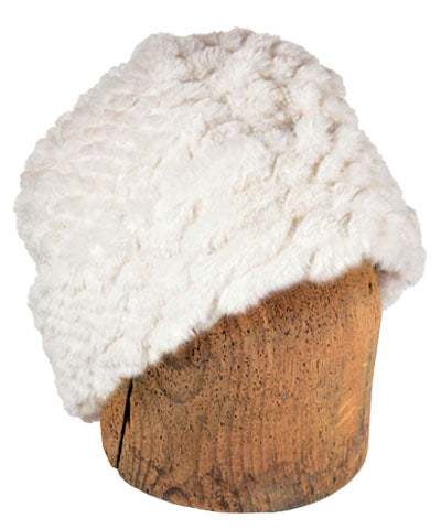 Men's Beanie Hat, Reversible - Plush Faux Fur in Falkor Lined in Cuddly Faux Fur in Chocolate by Pandemonium Millinery