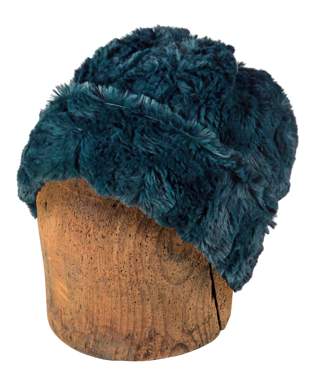 Men&#39;s Beanie Hat| Peacock Teal Faux Fur | Handmade in the USA by Pandemonium Seattle