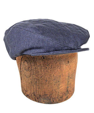 Pandemonium Millinery Men's Charlie Driving Cap - Linen in Denim