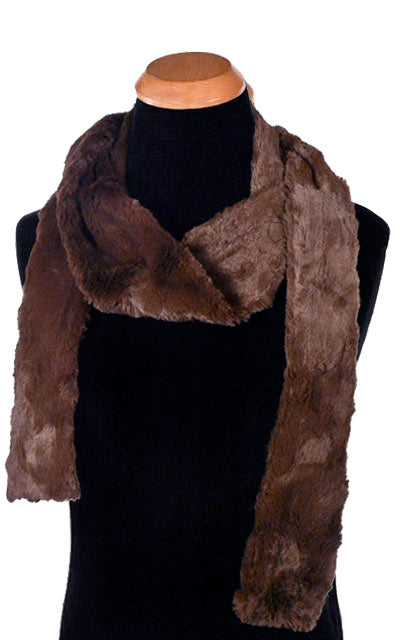 Men's Skinny Scarf in Cuddly Faux Fur in Chocolate | Handmade in Seattle WA | Pandemonium Millinery