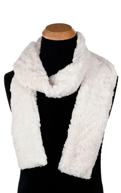 Men's Skinny Scarf in Cuddly Faux Fur in Ivory | Handmade in Seattle WA | Pandemonium Millinery