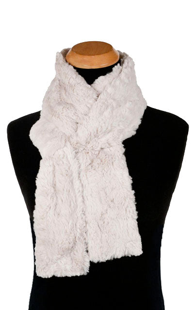 Men's Skinny Scarf in Cuddly Faux Fur in Sand | Handmade in Seattle WA | Pandemonium Millinery