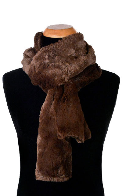 Men's Standard Scarf in Cuddly Faux Fur in Chocolate | Handmade in Seattle WA | Pandemonium Millinery