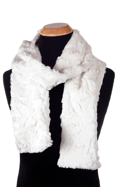 Men's Standard Scarf in Cuddly Faux Fur in Ivory | Handmade in Seattle WA | Pandemonium Millinery