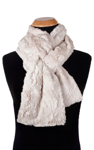 Men's Standard Scarf in Cuddly Faux Fur in Sand | Handmade in Seattle WA | Pandemonium Millinery