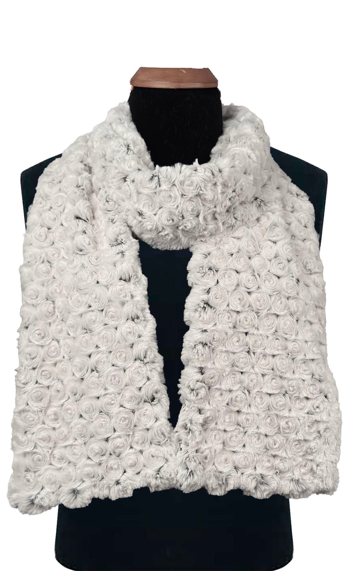 Men's Classic Scarf | Rosebud Faux Fur in Black | handmade in Seattle WA USA by Pandemonium Millinery