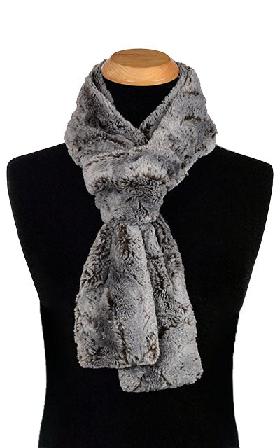 Men's Classic  Skinny Scarf |  Giant's Causeway Gray Faux Fur | Handmade in the USA by Pandemonium Seattle