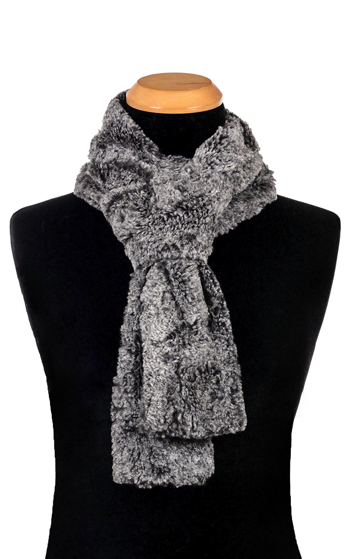 Men's Classic Skinny Scarf in Luxury Faux Fur Nimbus. Pandemonium Millinery