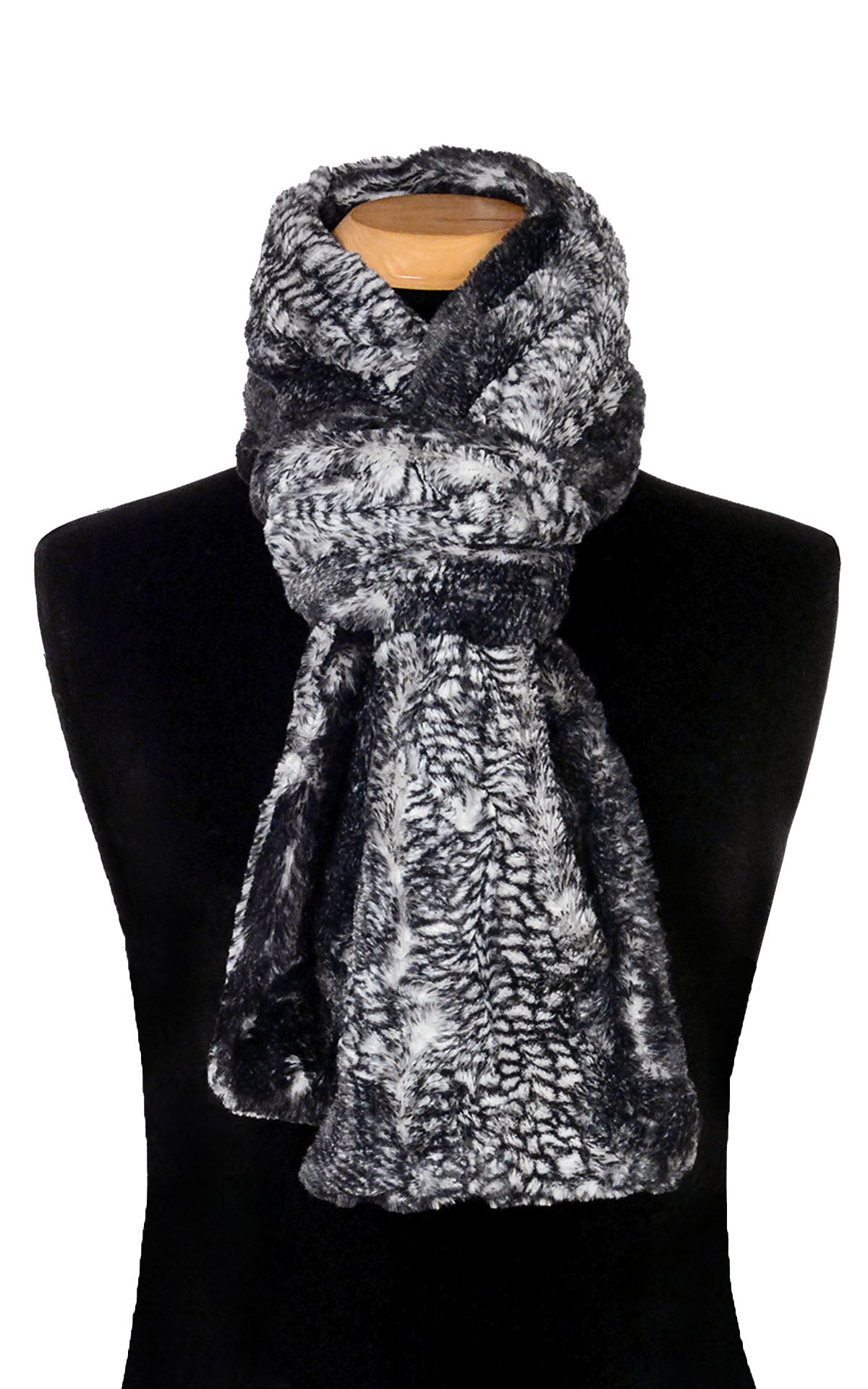 Classic Scarf in luxury faux fur Black Mamba. Pandemonium Millinery