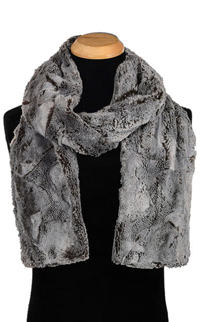 Men&#39;s Classic Scarf |  Giant&#39;s Causeway Gray Faux Fur | Handmade in the USA by Pandemonium Seattle