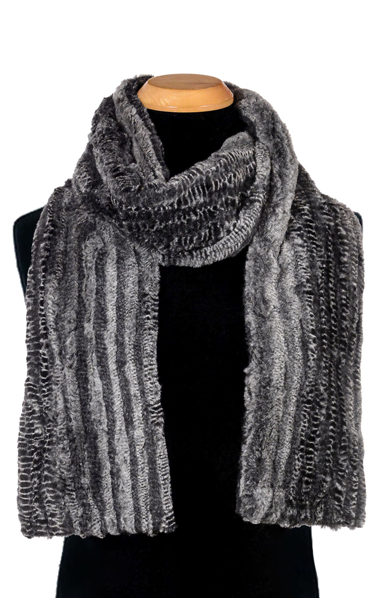 Men’s Product shot on mannequin of Classic Scarf Rattle ‘n’ shake animal snake print Faux Fur | Handmade by Pandemonium Millinery Seattle, WA USA