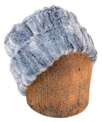 Men's Cuffed Pillbox Hat, two tone Luxury Faux Fur in Glacier Bay Lined by Pandemonium Millinery