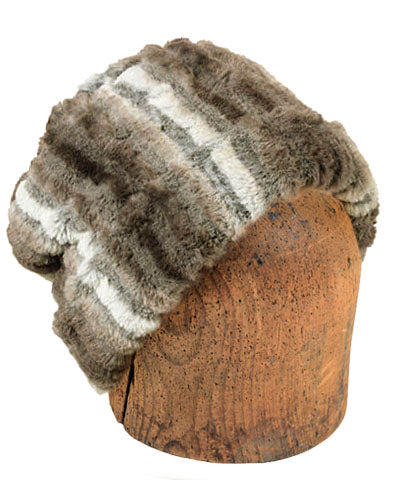Men's Cuffed Pillbox Hat, Reversible two tone Plush Faux Fur in Willows Grove Lined with Plush Fur in Falkor by Pandemonium Millinery