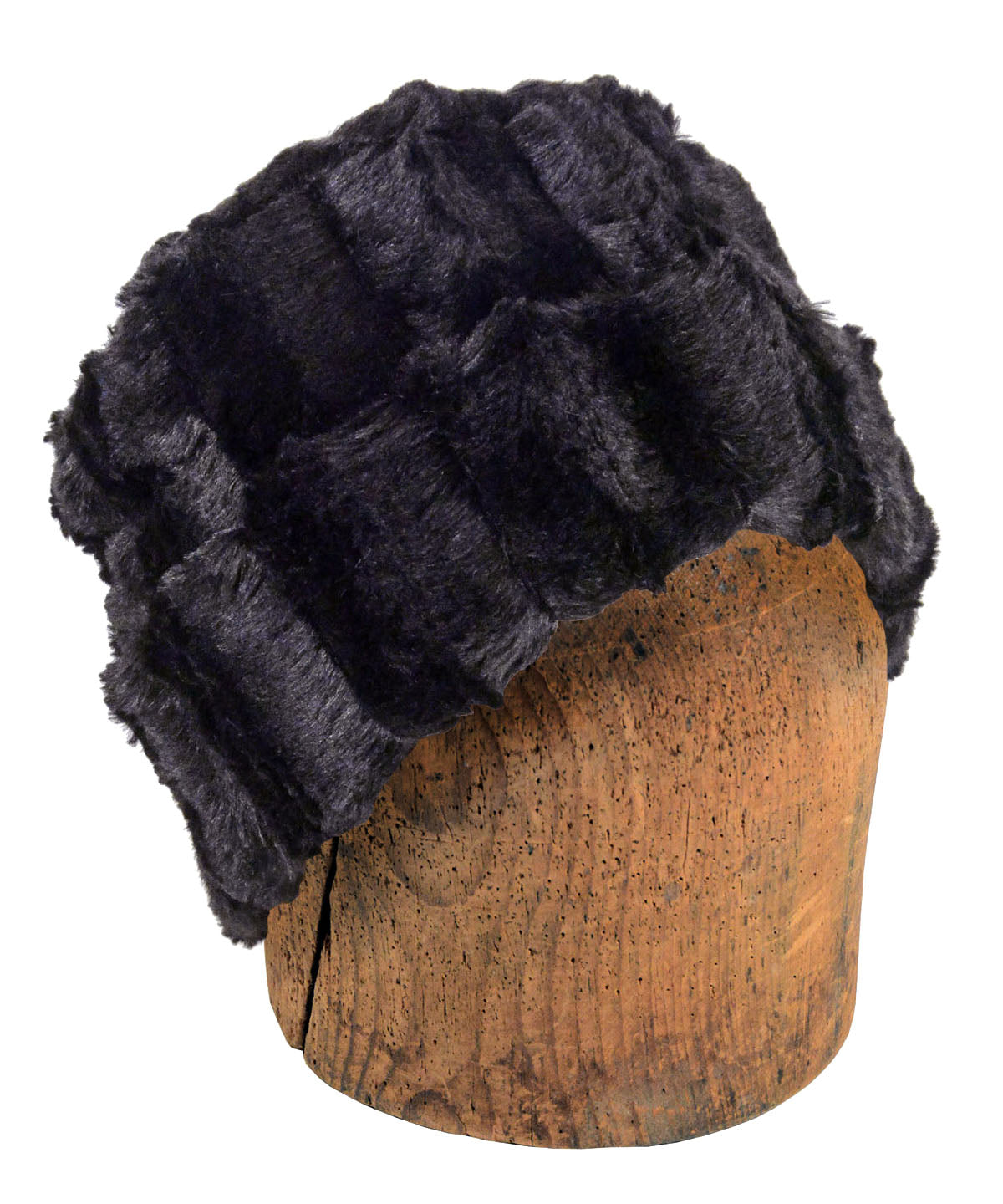 Men's Cuffed Pillbox Solid | Minky in Black Faux Fur | Handmade in Seattle WA by Pandemonium Millinery USA
