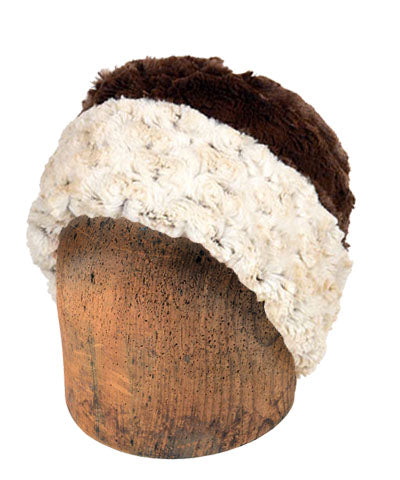 Men's Two-Tone Cuffed Pillbox (Reversed) | Rosebud Faux Fur in Brown | Handmade in Seattle WA by Pandemonium Millinery USA
