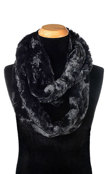Men's Infinity Scarf - Cuddly Faux Fur in Black - by Pandemonium Seattle