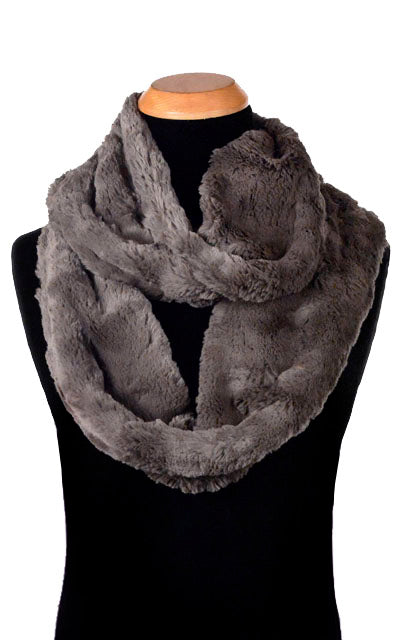 Men's Infinity Scarf - Cuddly Faux Fur in Gray - by Pandemonium Seattle