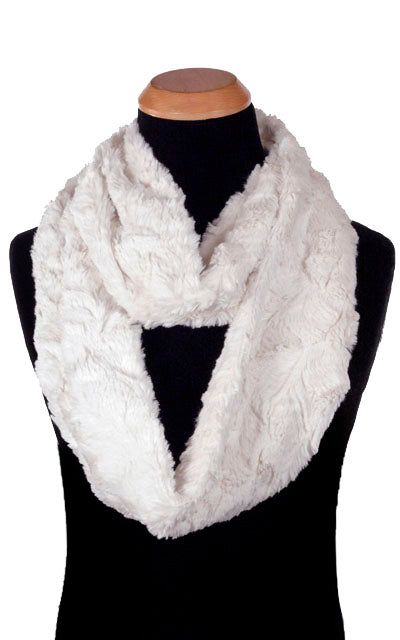 Men's Infinity Scarf - Cuddly Faux Fur in Ivory - by Pandemonium Seattle