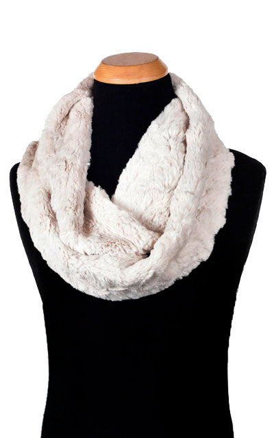 Men's Infinity Scarf - Cuddly Faux Fur in Sand - by Pandemonium Seattle