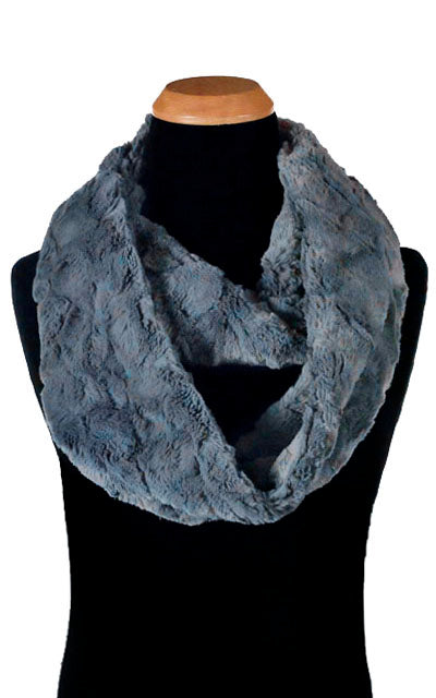 Men's Infinity Scarf - Cuddly Faux Fur in Slate - by Pandemonium Seattle