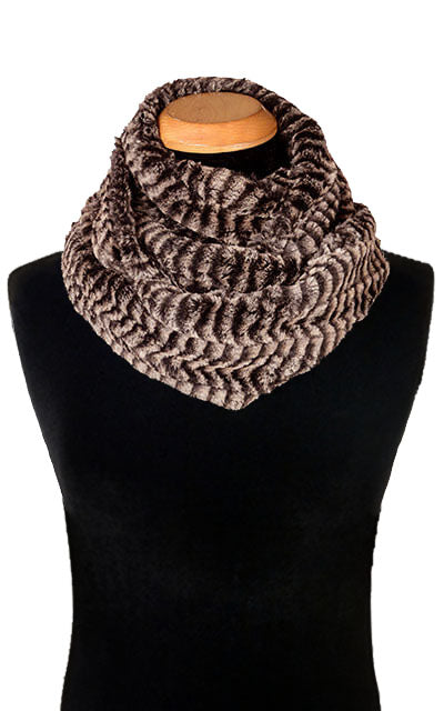 Men's Infinity Scarf Luxury Faux Fur in 8mm in Sepia by Pandemonium Millinery