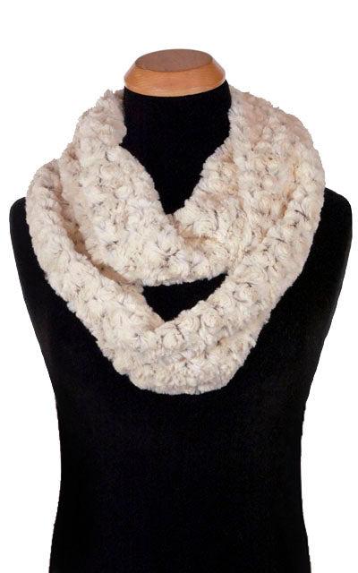 Men's Infinity Scarf | Rosebud Faux Fur in Brown | handmade in Seattle WA USA by Pandemonium Millinery