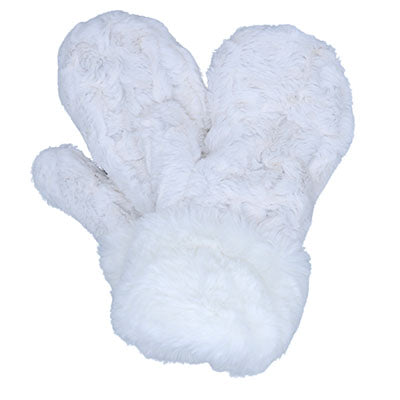 Royal Opulence Mittens in Heavenly Cuffs with Cuddly Ivory faux fur. Handmade by Pandemonium Seattle.