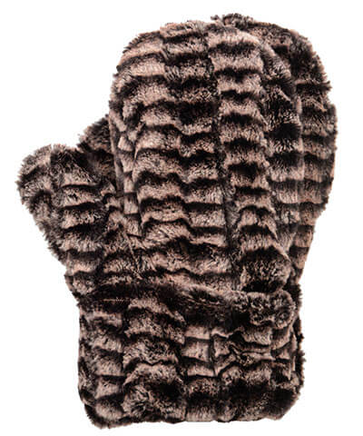 Women&#39;s Mittens in 8MM Faux Fur in Sepia with Cuddly Sand Faux Fur Handmade in Seattle WA