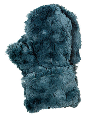 Women's Mitten in Peacock Pond Luxury Faux Fur Handmade by Pandemonium Seattle